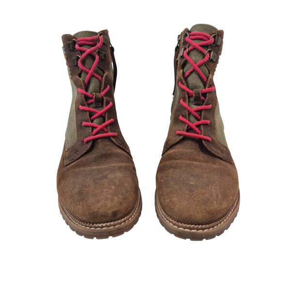 Toms Boots Womens 7 Brown Pink Lace Up Ankle Boots Round Toe Side Zip - Picture 2 of 10